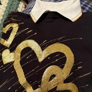 Ladies Black and Gold Heart SweatShirt